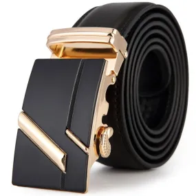 Designer Luxury Genuine Leather Automatic Buckle Belt