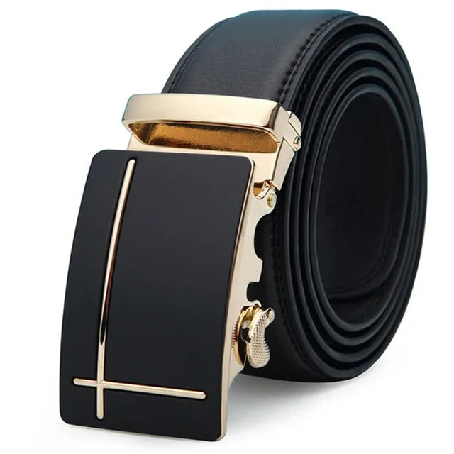 Designer Luxury Genuine Leather Automatic Buckle Belt