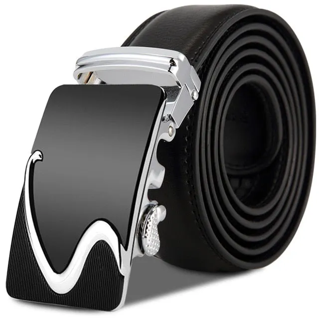 Designer Luxury Genuine Leather Automatic Buckle Belt