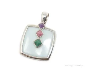 Designer Whitney Kelly Designs Multi Color Jade Sterling Silver Necklace Pendant