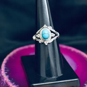 Detailed Turquoise Ring (925) Sterling Silver