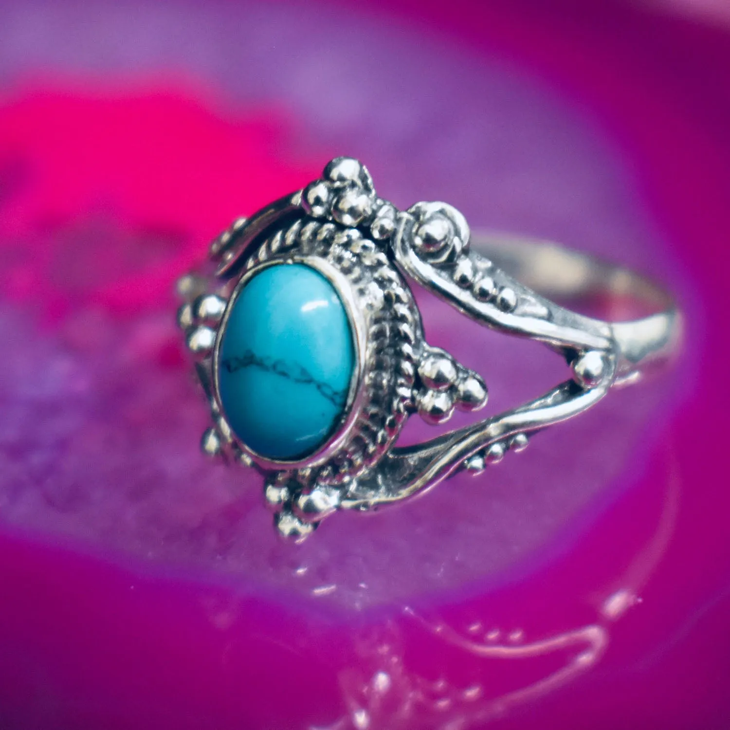 Detailed Turquoise Ring (925) Sterling Silver