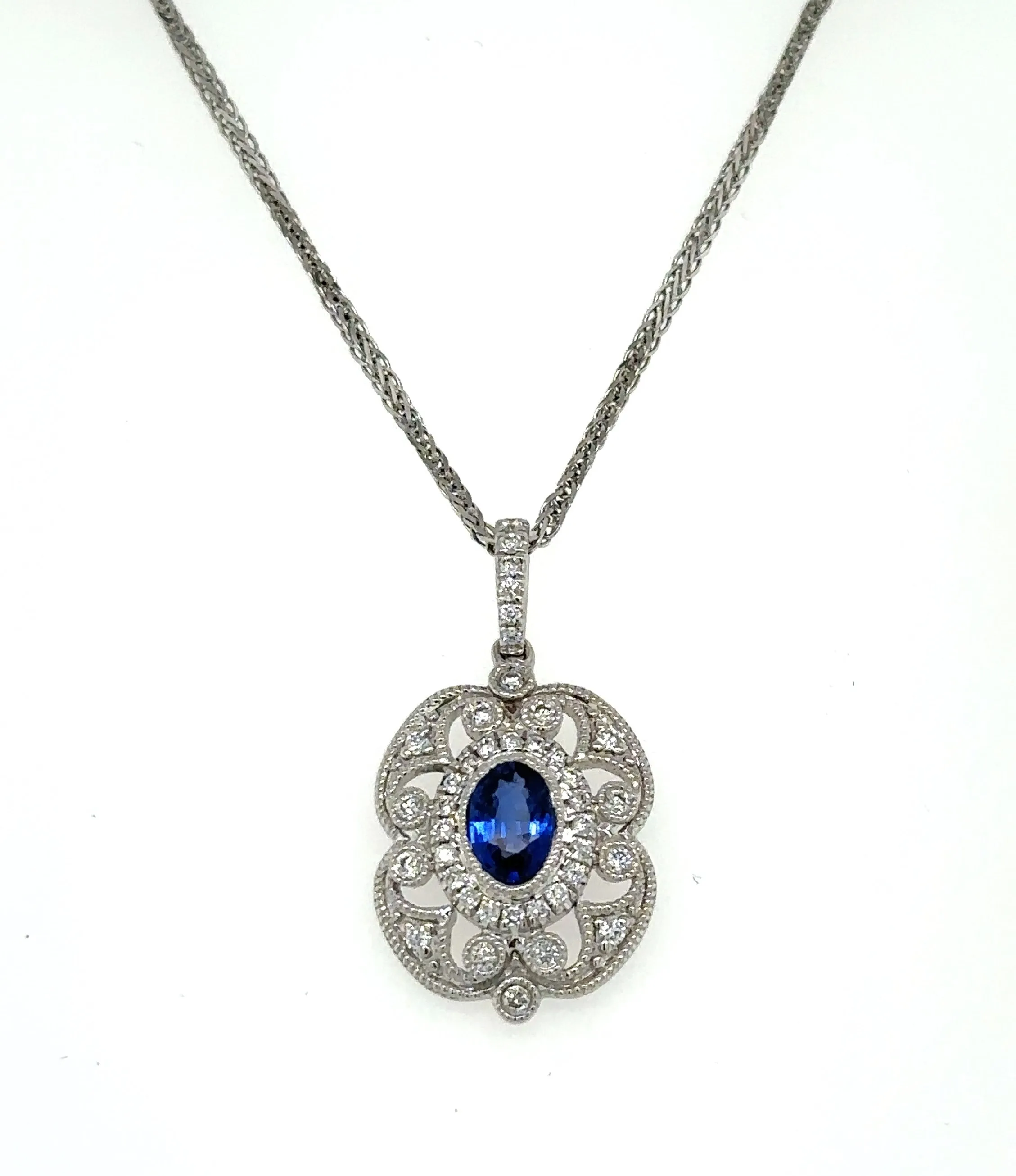 Diamond & Sapphire Pendant 0.91ct tw Necklace