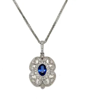 Diamond & Sapphire Pendant 0.91ct tw Necklace