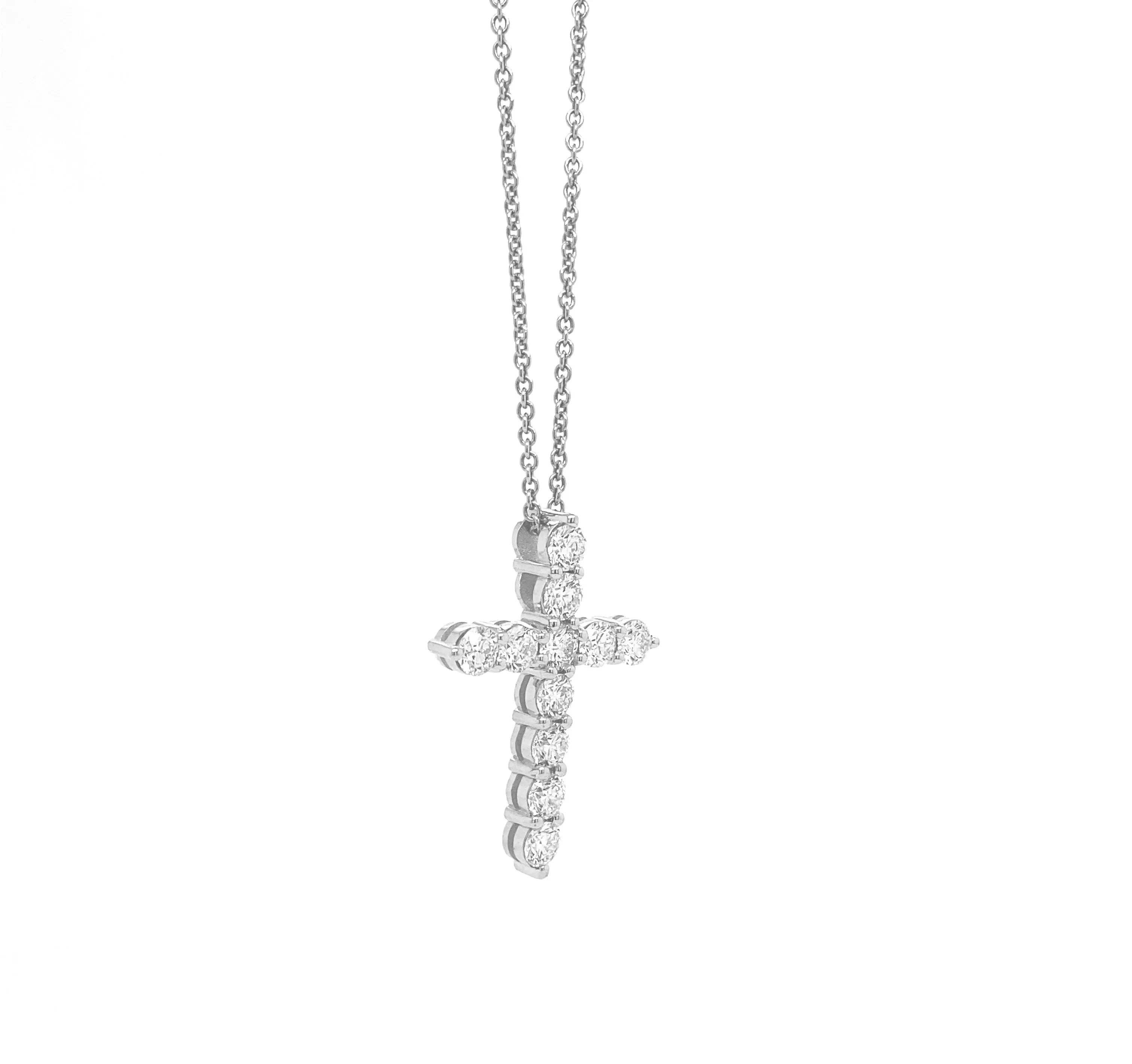 Diamond Cross Pendant White Gold P030W