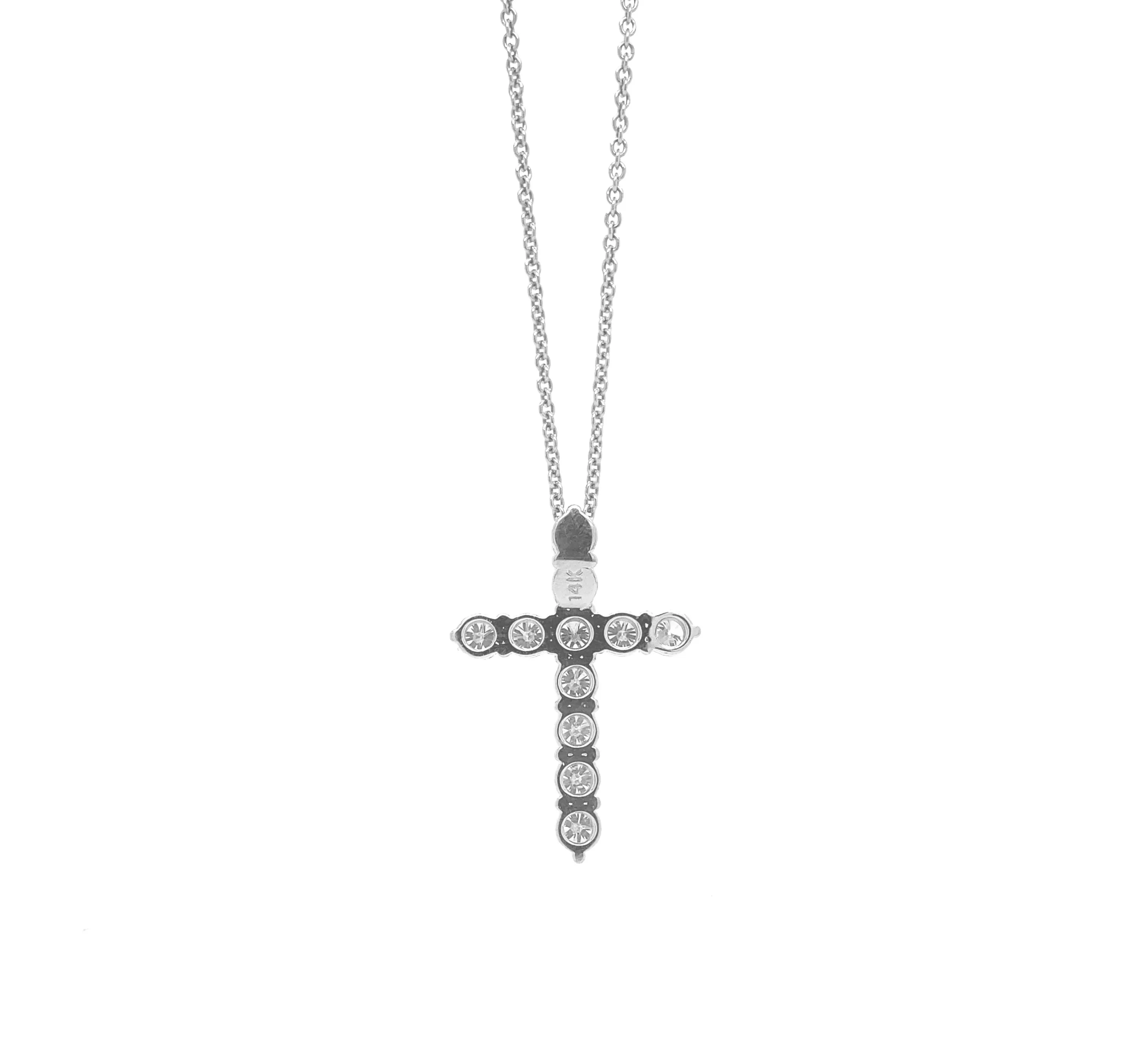 Diamond Cross Pendant White Gold P030W