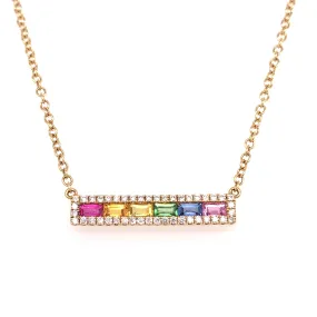 Diamond Multicolor Rainbow Sapphire Necklace