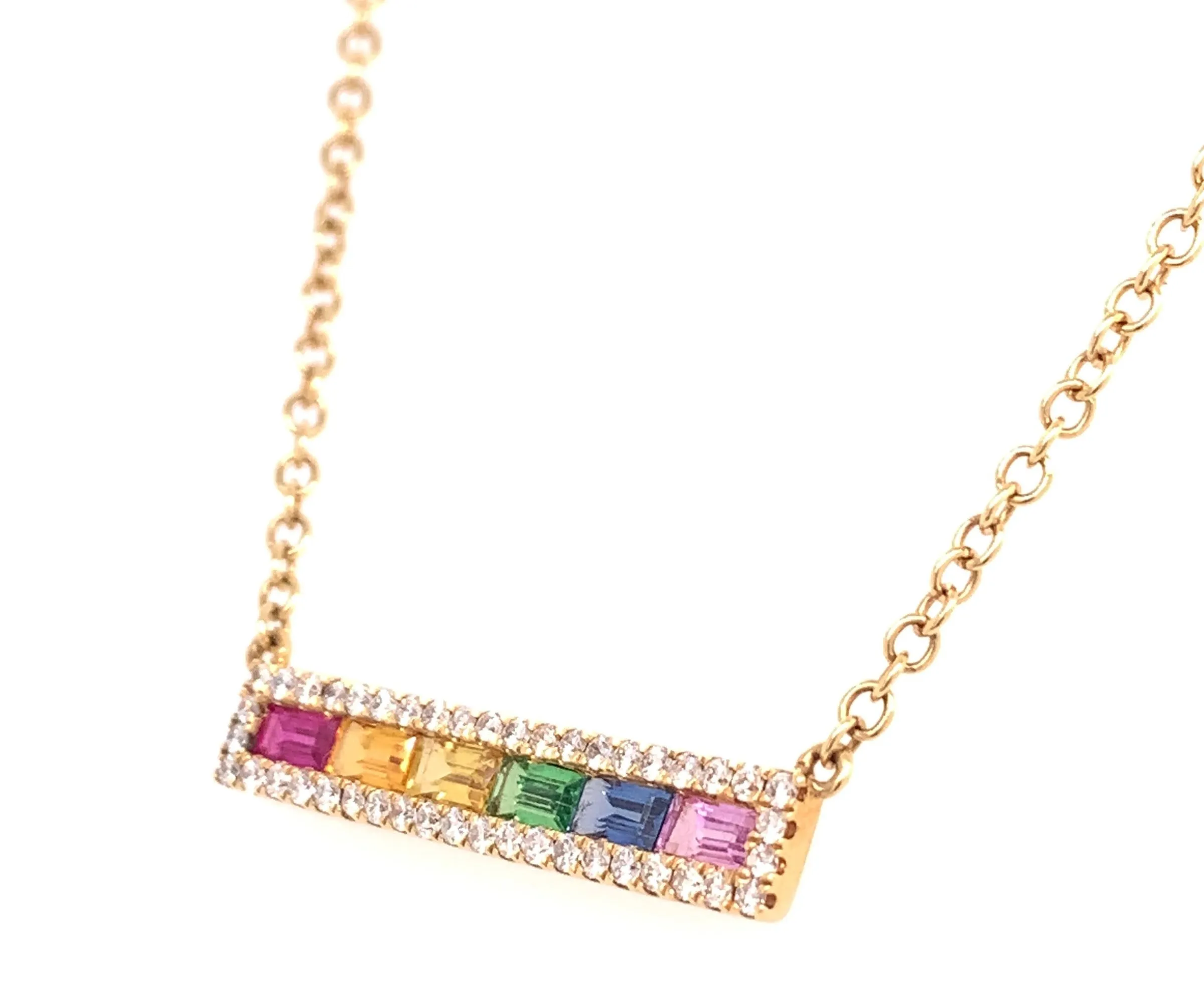 Diamond Multicolor Rainbow Sapphire Necklace