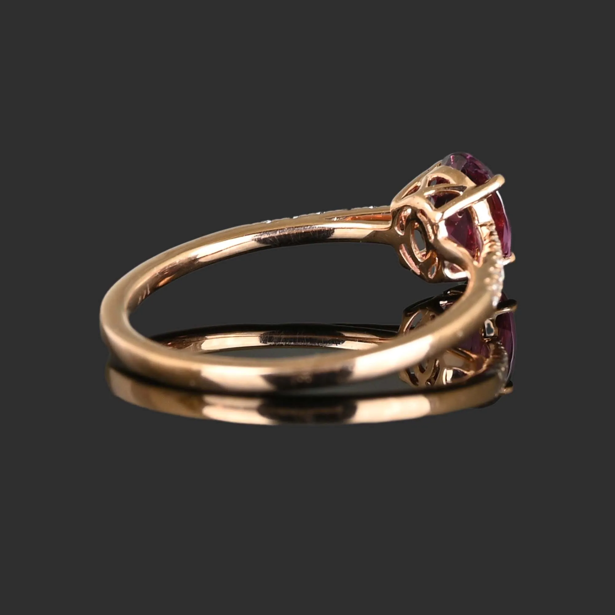 Diamond Rhodolite Garnet Ring in 14K Rose Gold