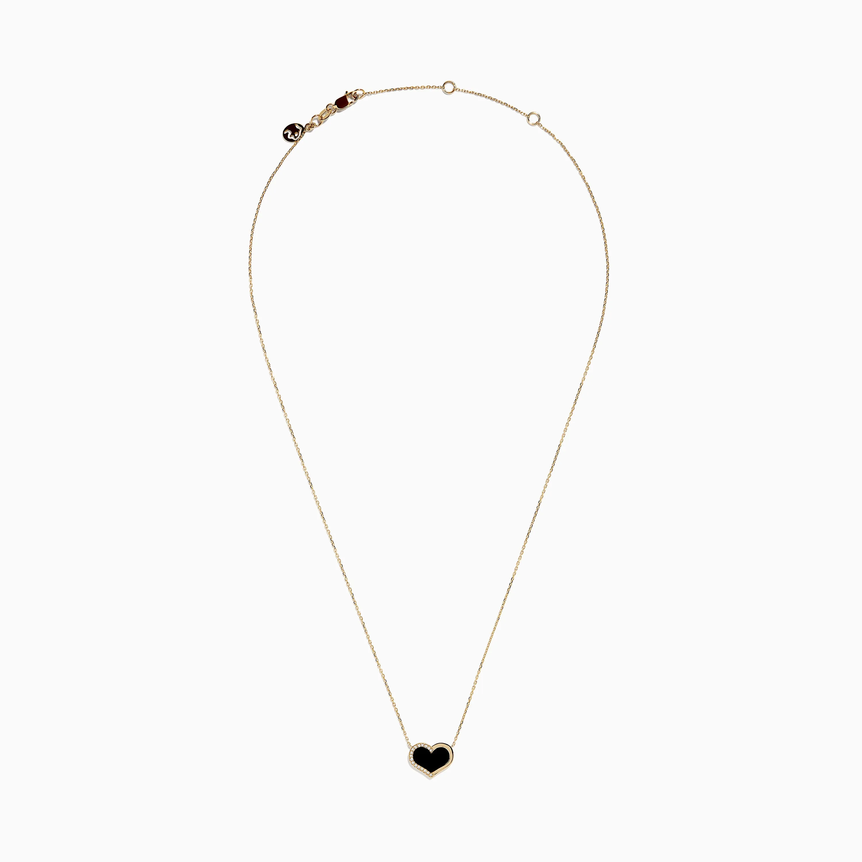 Eclipse 14K Yellow Gold Onyx and Diamond Heart Necklace