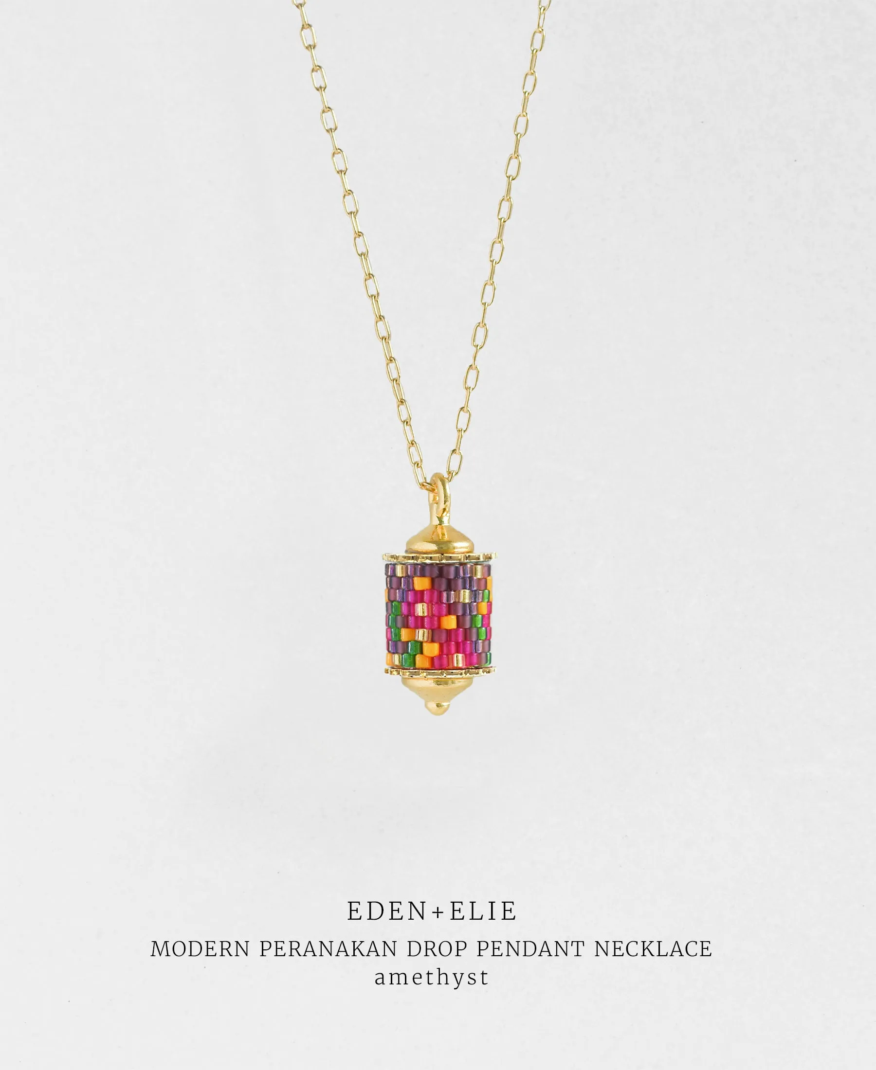 EDEN   ELIE Modern Peranakan drop pendant necklace - amethyst