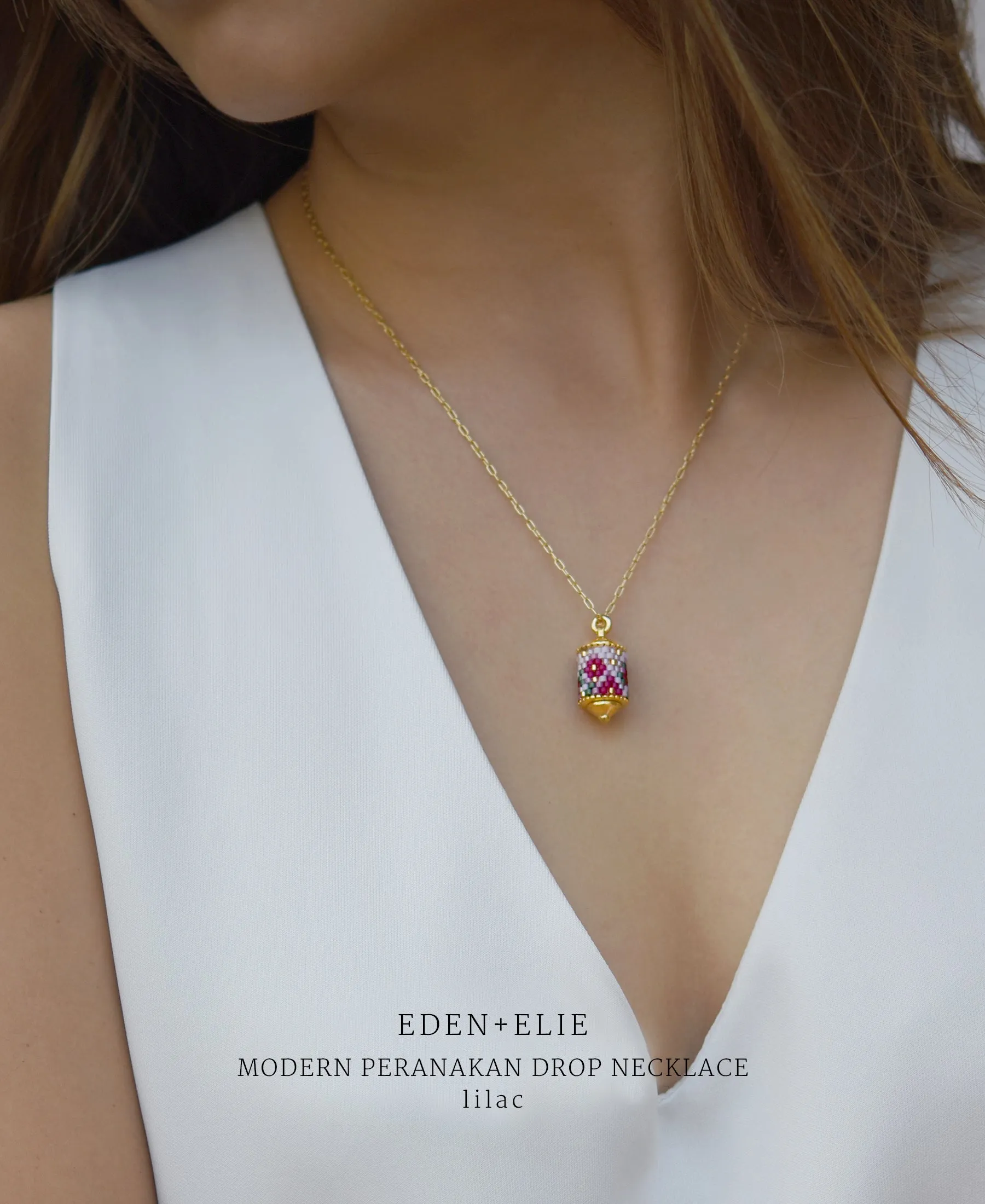 EDEN   ELIE Modern Peranakan drop pendant necklace - amethyst