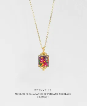 EDEN   ELIE Modern Peranakan drop pendant necklace - amethyst