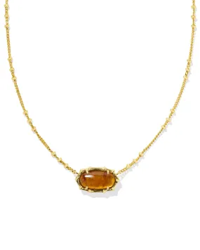 Elisa Bamboo Framed Pendant Necklace in Gold Marbled Amber Illusion