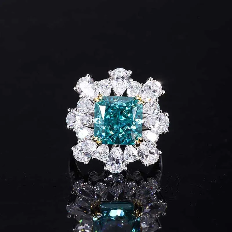 Emerald & Zircon Cluster Pendant Necklace