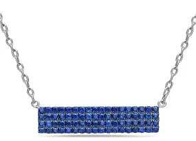 ESTATE 1.35CT AAA SAPPHIRE 18KT WHITE GOLD 3D CLASSIC MULTI ROW BAR FUN NECKLACE