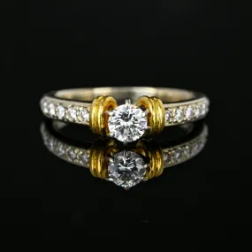 Estate 18K Gold Solitaire Diamond Engagement Ring