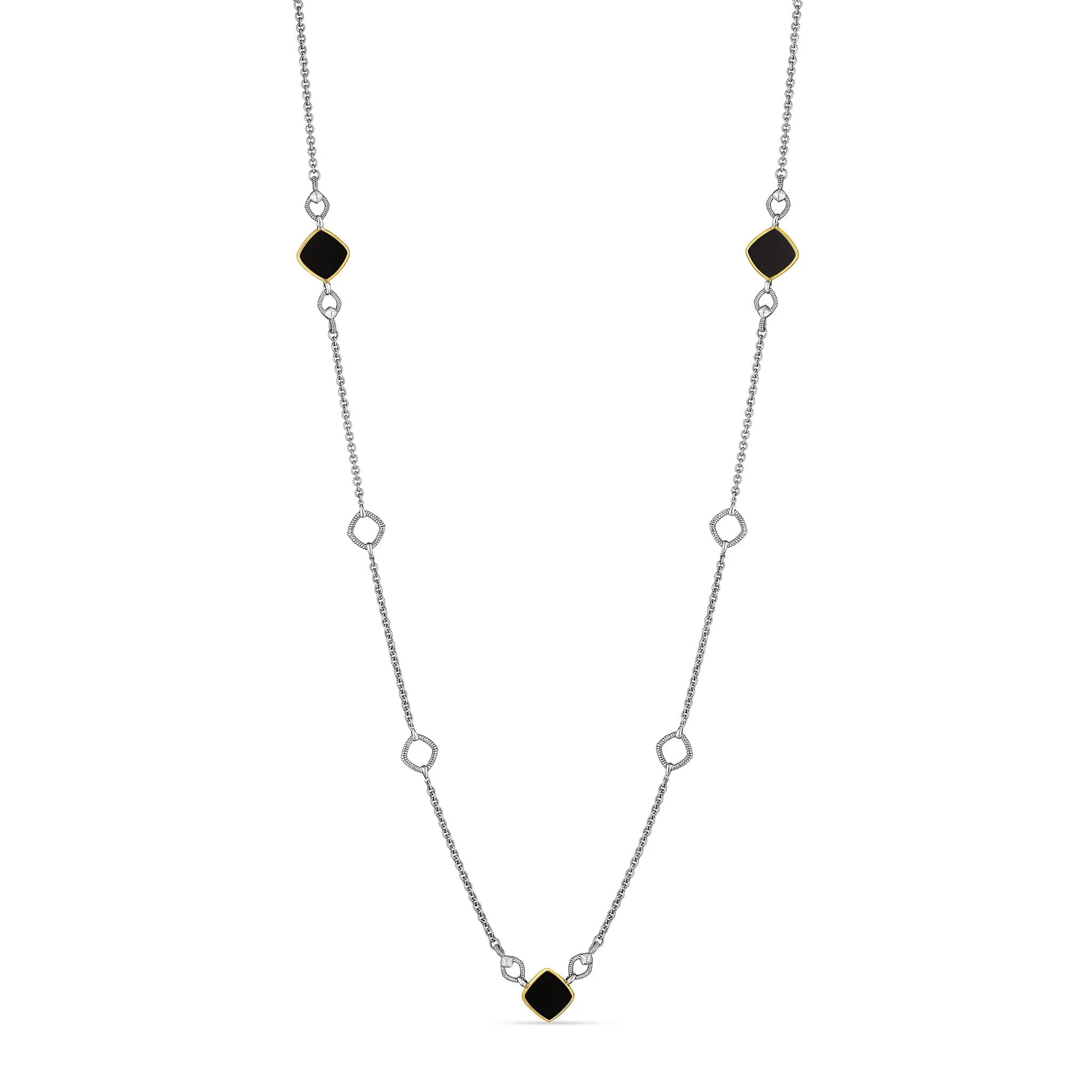 Eternity Long Station Necklace with Black Onyx and 18K Gold