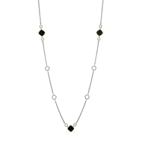 Eternity Long Station Necklace with Black Onyx and 18K Gold