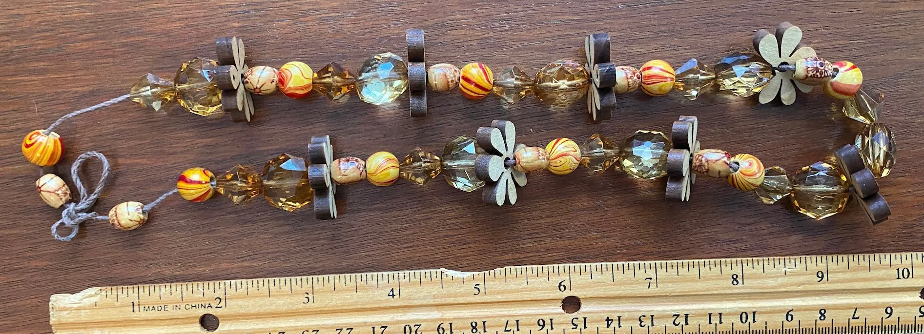 Faceted Amber Bead Flower Cut Out Necklace