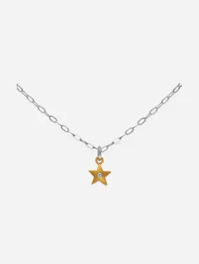 Fairtrade Gold & White Sapphire Star Pendant Necklace | 18ct & Silver