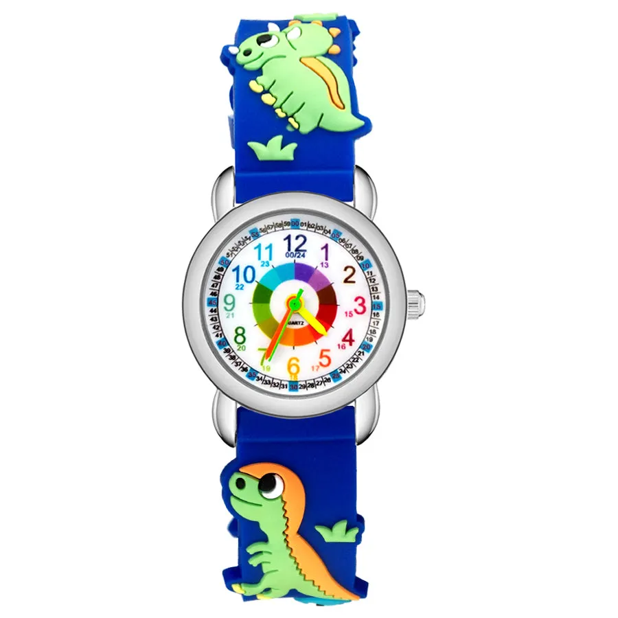 Fashion Cartoon Color Numbers Style Children Kids Student Girls Quartz 3D Silicone Wrist Watches