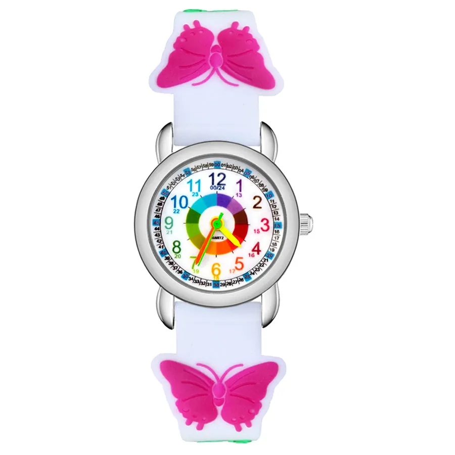 Fashion Cartoon Color Numbers Style Children Kids Student Girls Quartz 3D Silicone Wrist Watches