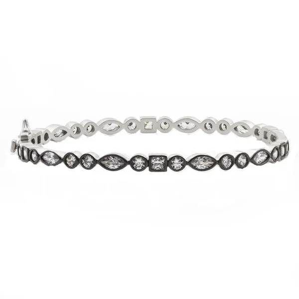 Freida Rothman Sterling Silver cz black rhodium plated bangle