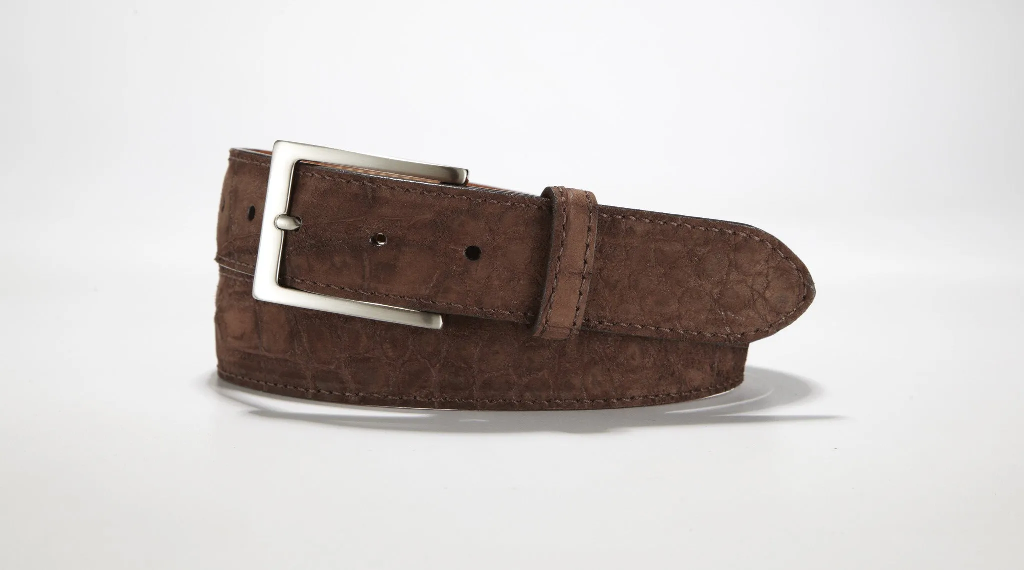 Freshwater Crocodile Suede Belt 1 3/8" - 35mm (Black)