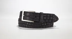 Freshwater Crocodile Suede Belt 1 3/8" - 35mm (Black)