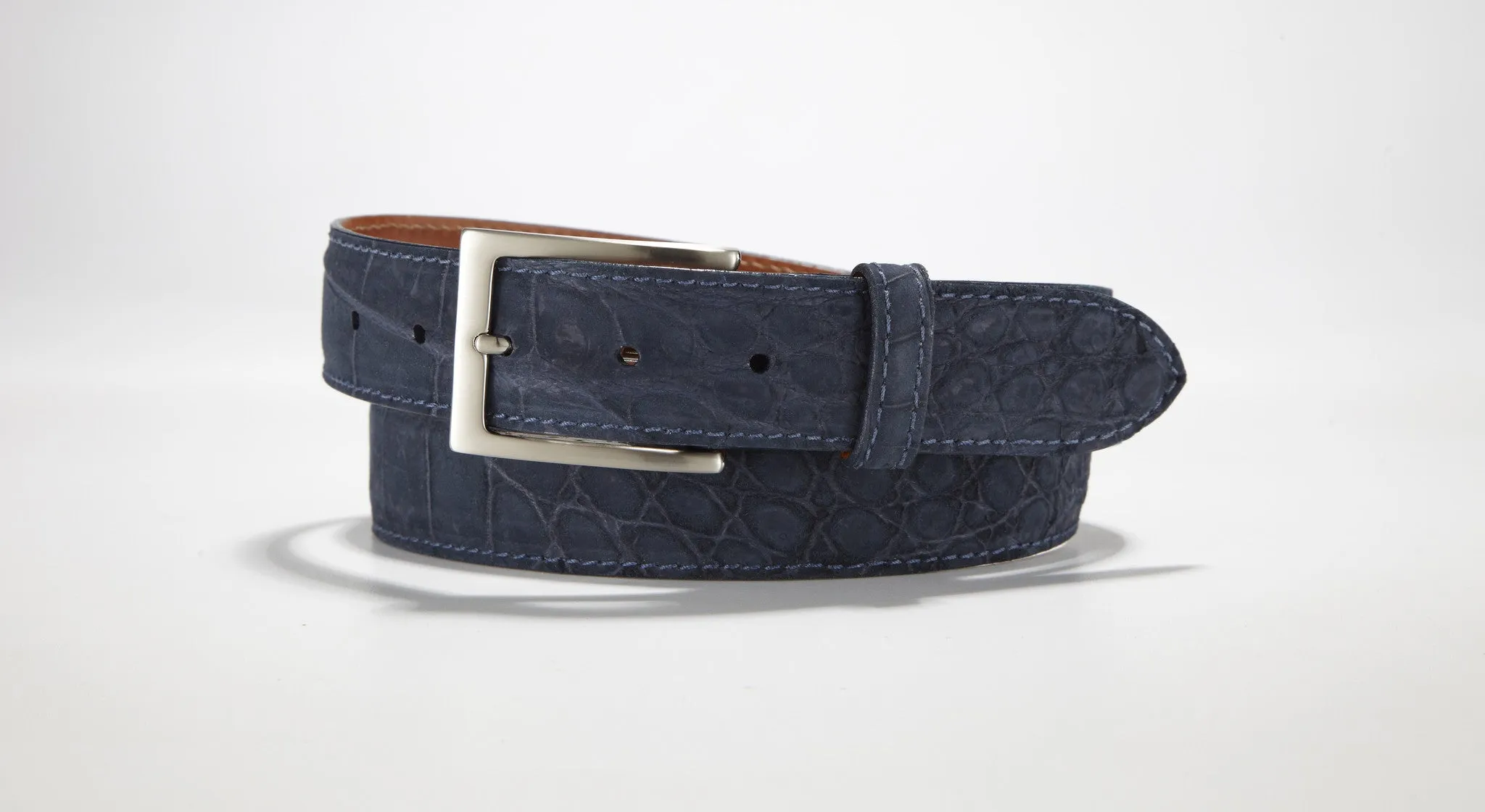 Freshwater Crocodile Suede Belt 1 3/8" - 35mm (Black)