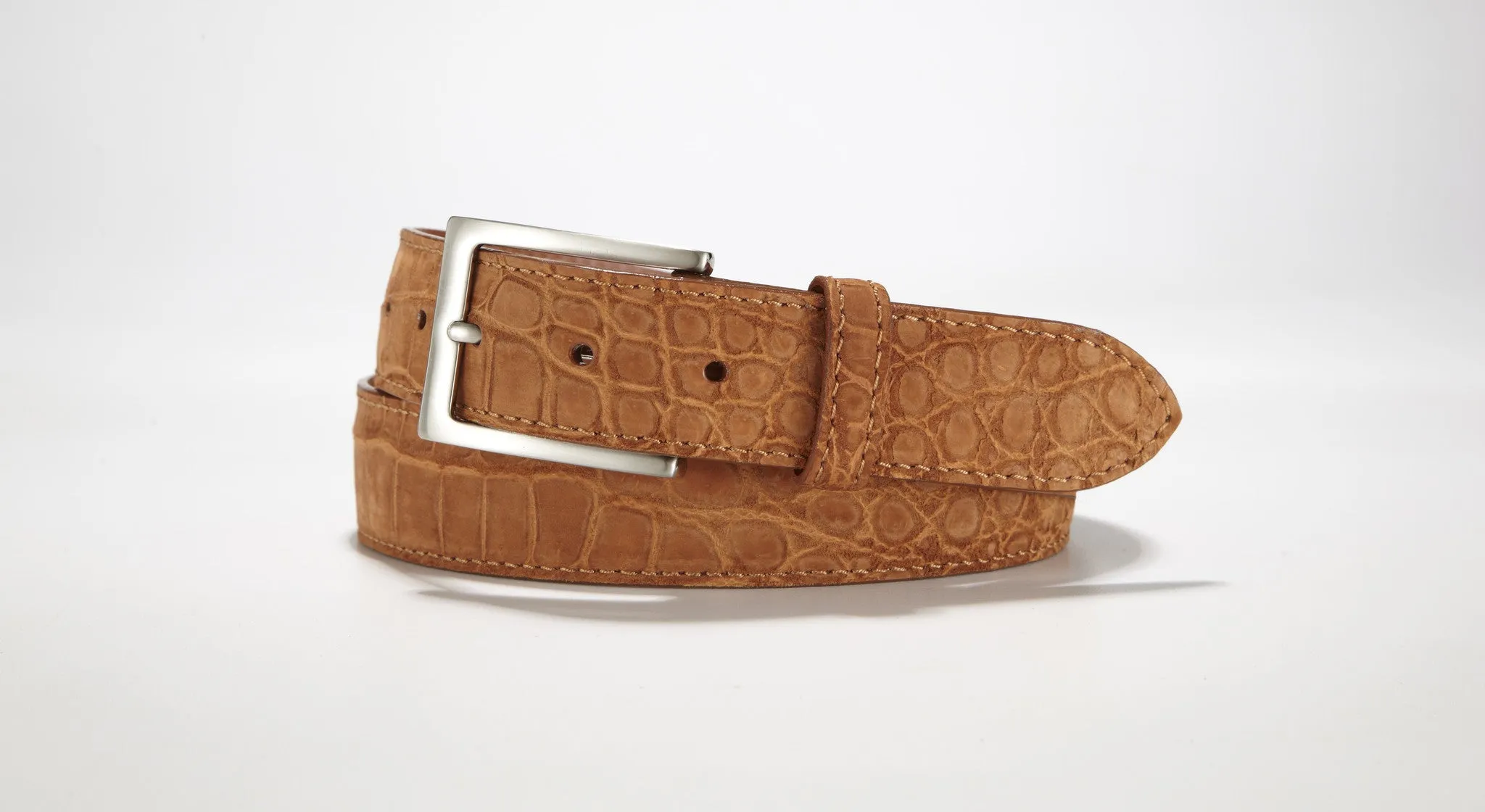 Freshwater Crocodile Suede Belt 1 3/8" - 35mm (Black)