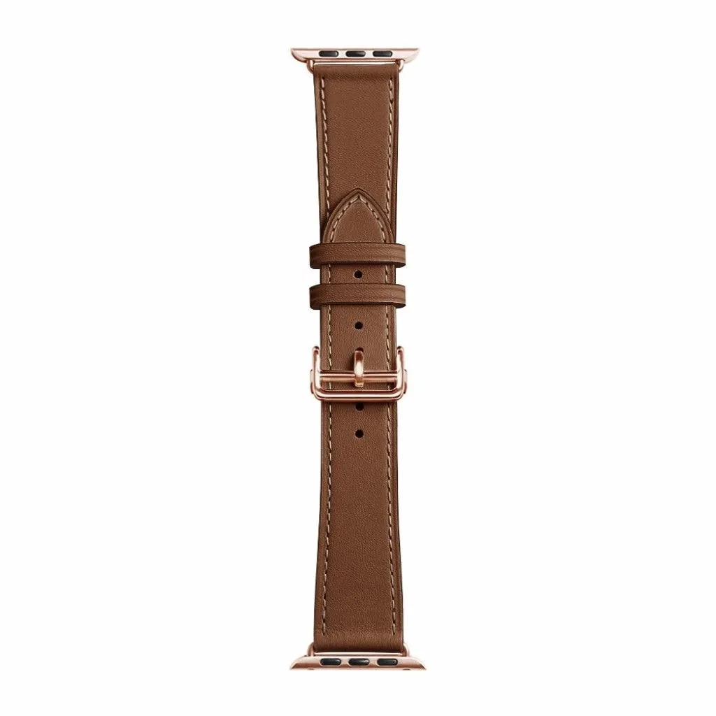 Genuine leather rose gold buckle watch band for Apple Watch Series 6 / 5 40mm - Brown