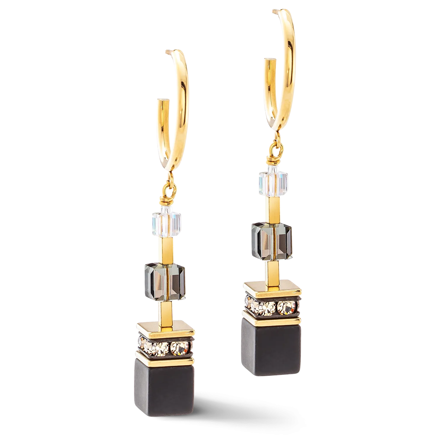 GeoCUBE® Precious statement earrings gold-black