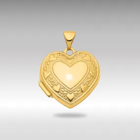 Gold 19mm Heart Border Heart Locket Pendant - Model XL746