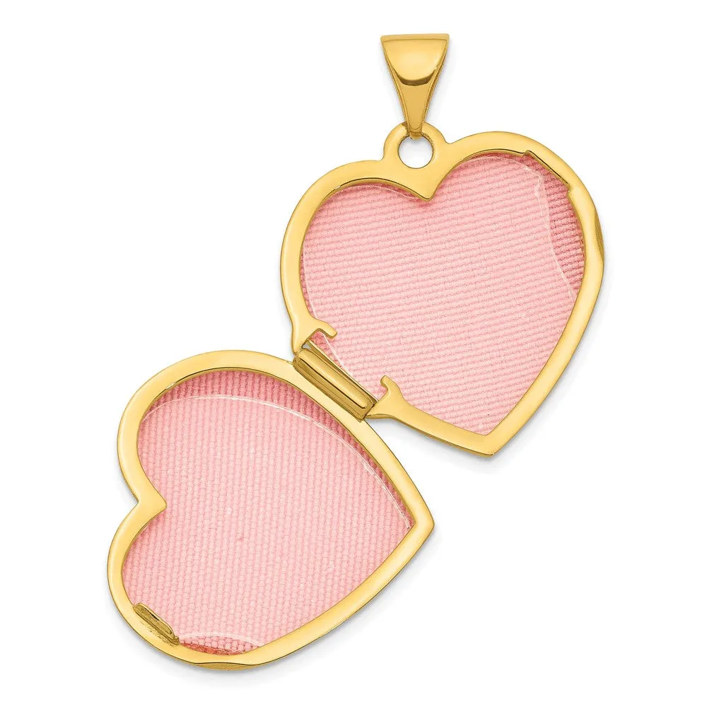 Gold 19mm Heart Border Heart Locket Pendant - Model XL746