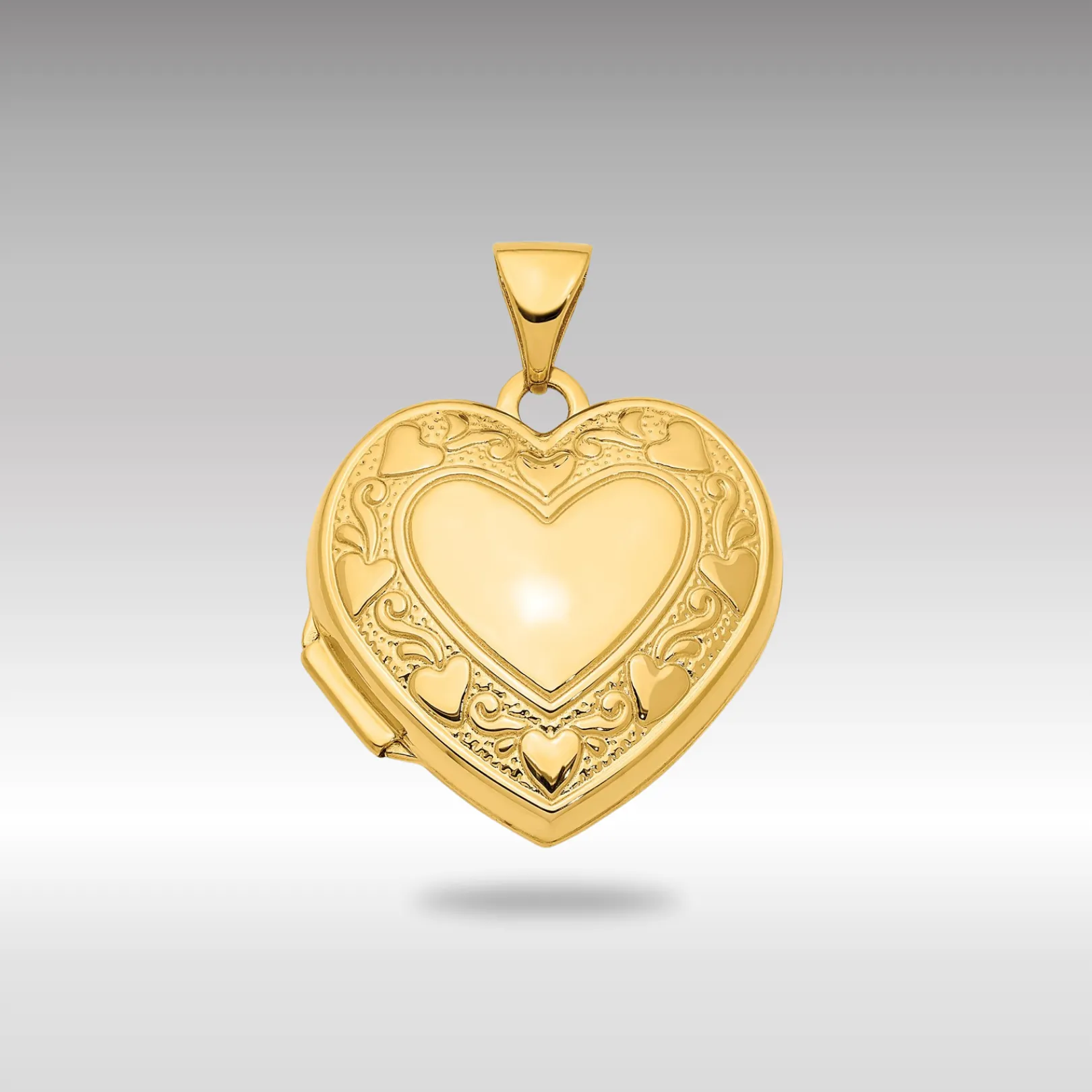 Gold 19mm Heart Border Heart Locket Pendant - Model XL746