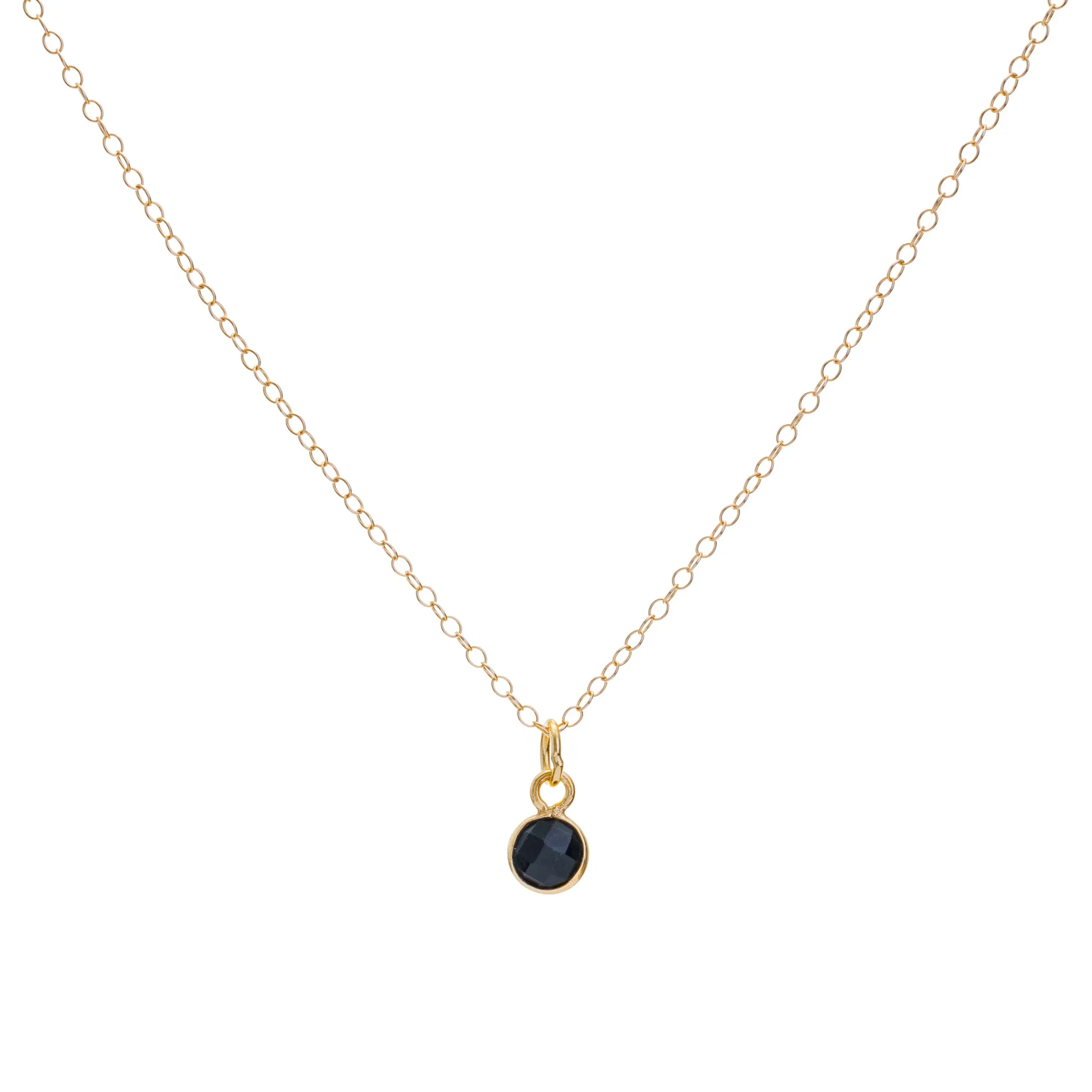 Gold Onyx December Birthstone Necklace