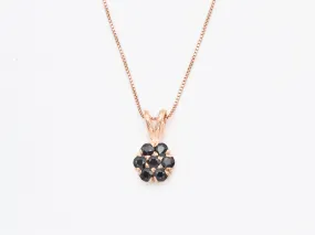 Gold Onyx Pendant - Black Flower Necklace - Rose Gold Necklace