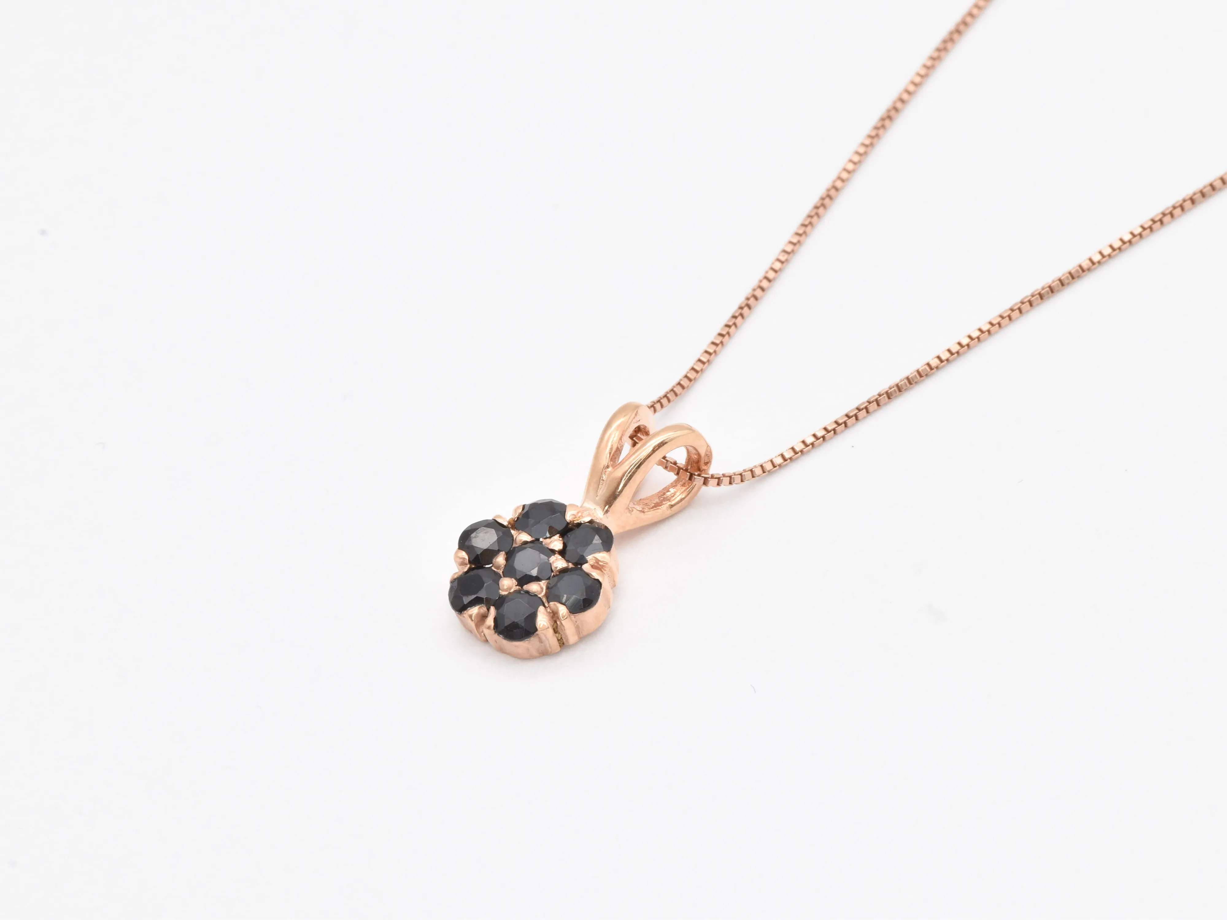 Gold Onyx Pendant - Black Flower Necklace - Rose Gold Necklace