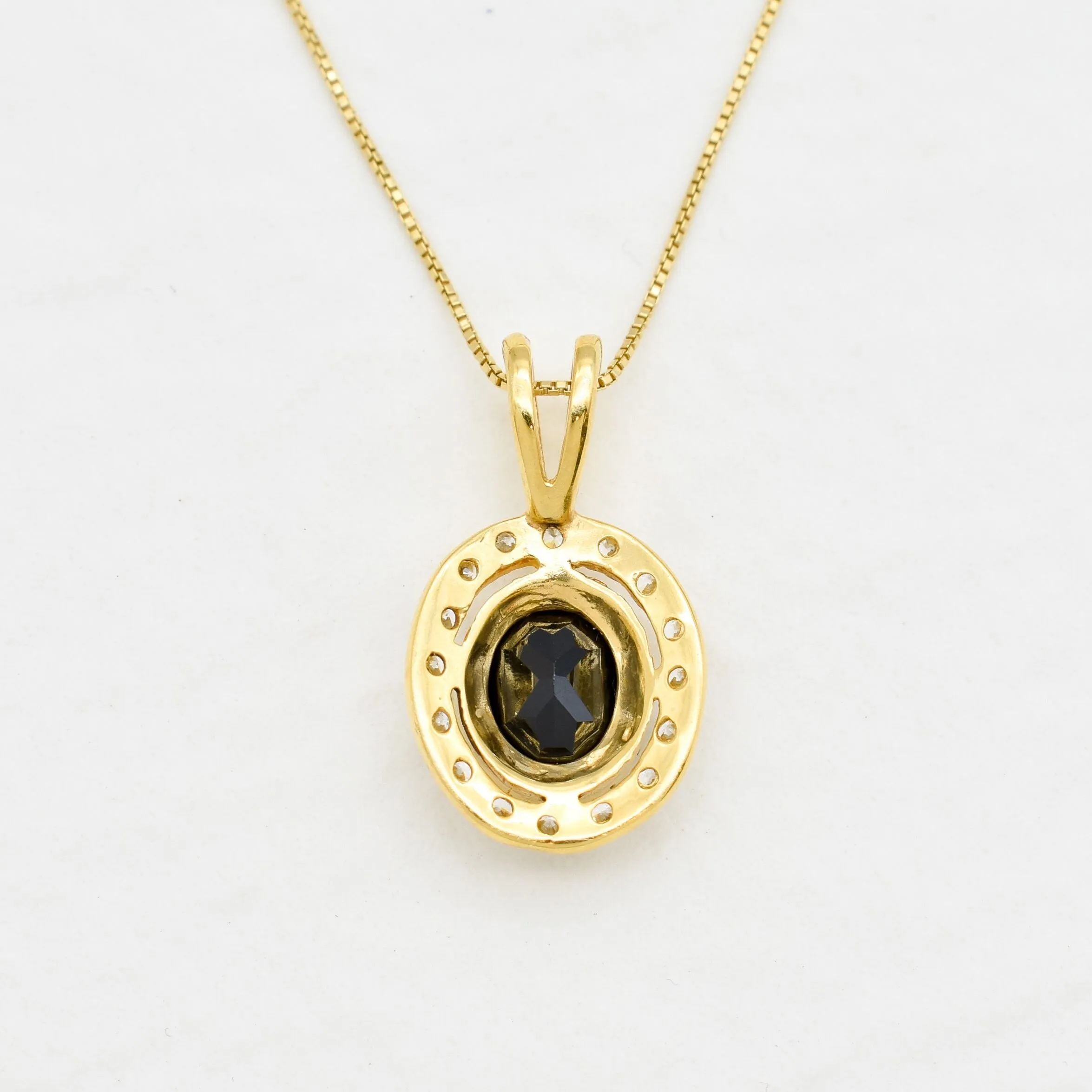 Gold Onyx Pendant - Natural Onyx Necklace, Vintage Onyx Necklace