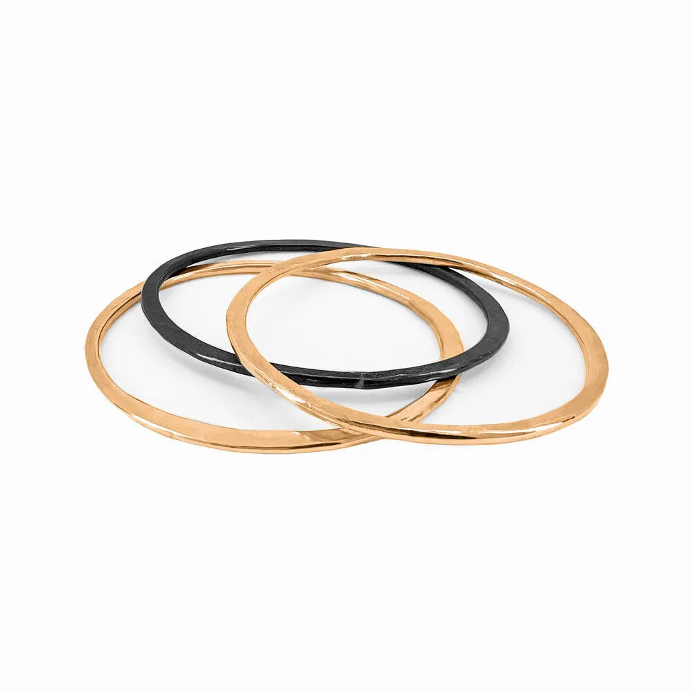 Gold Orbit Bangle Bracelet  - Set of 3