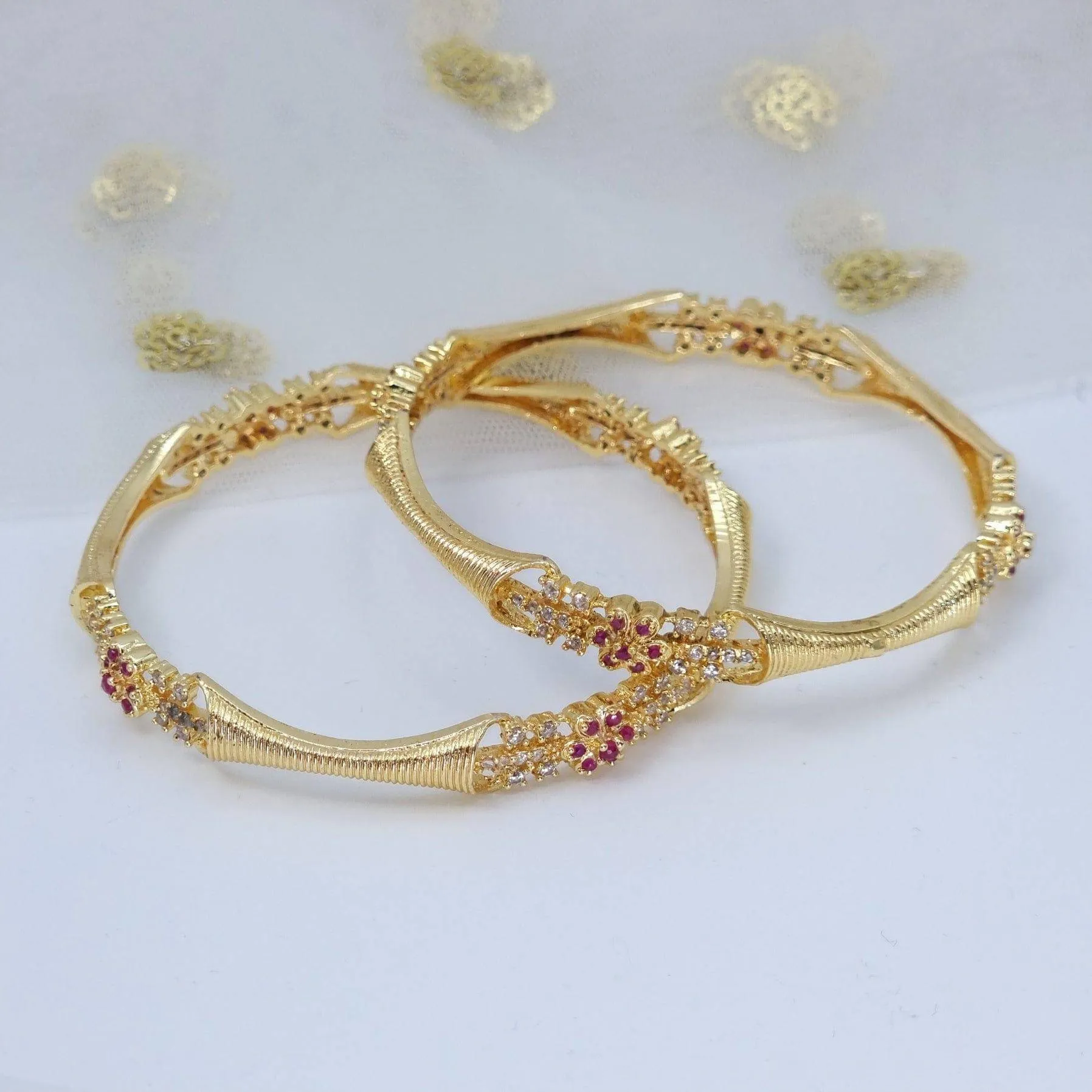 Gold Plated AD Bangle Set