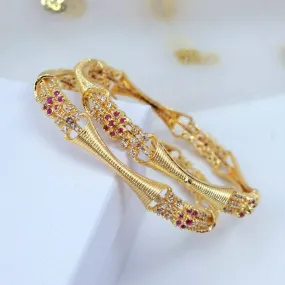 Gold Plated AD Bangle Set