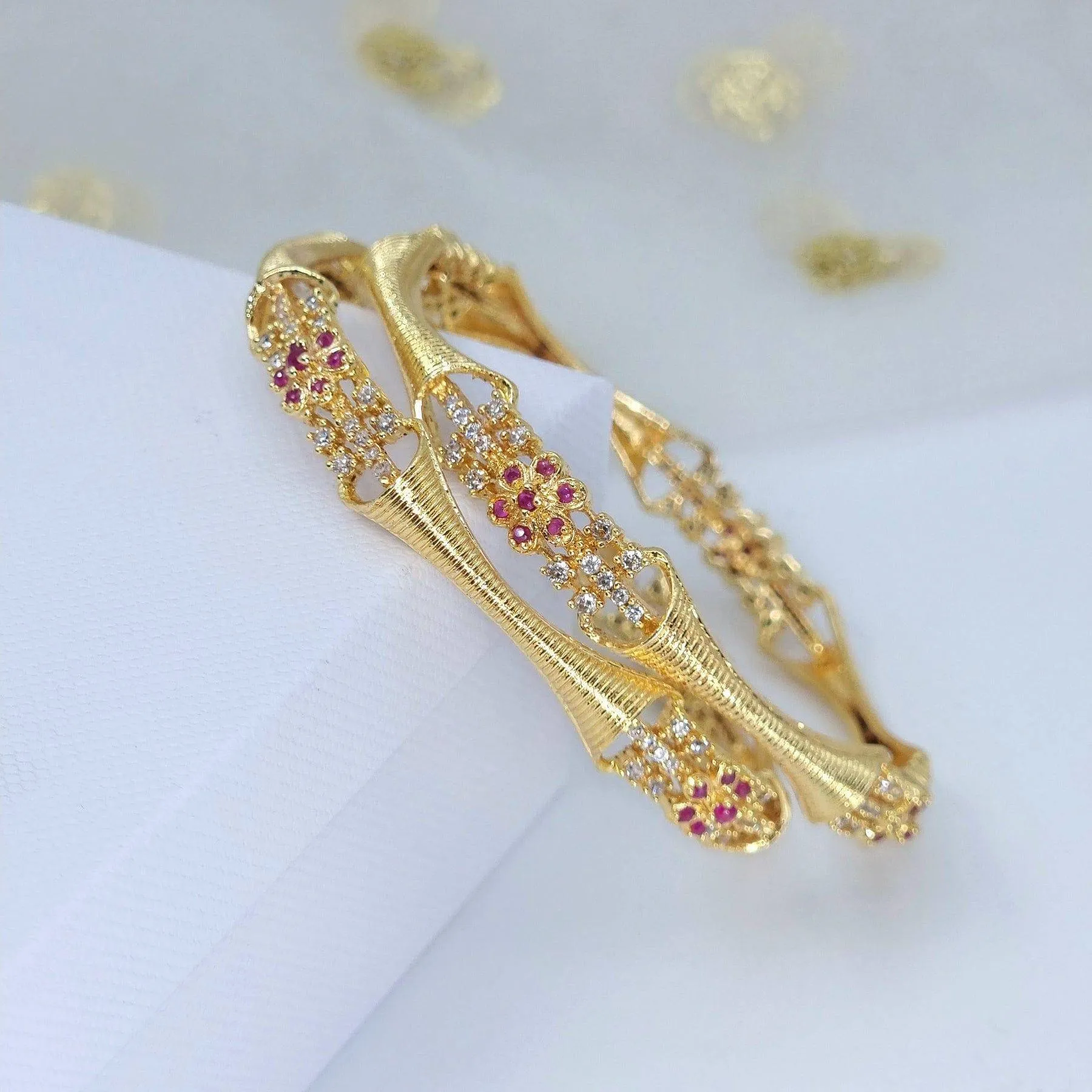 Gold Plated AD Bangle Set