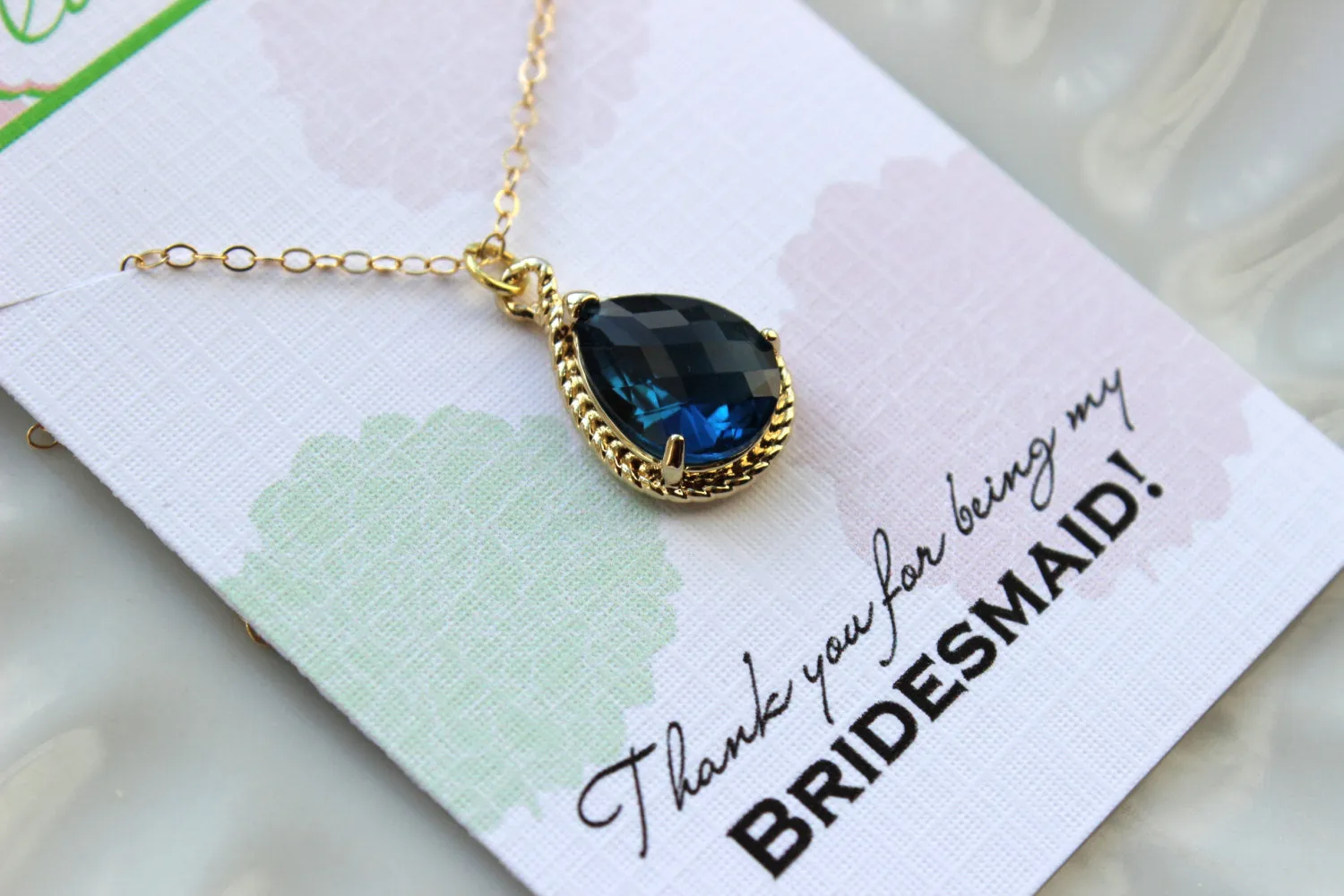 Gold Sapphire Necklace Navy Blue Wedding Necklace Jewelry Bridesmaid Gift Jewelry Sapphire Jewelry Gift Under 30 Gold Navy Blue Jewelry