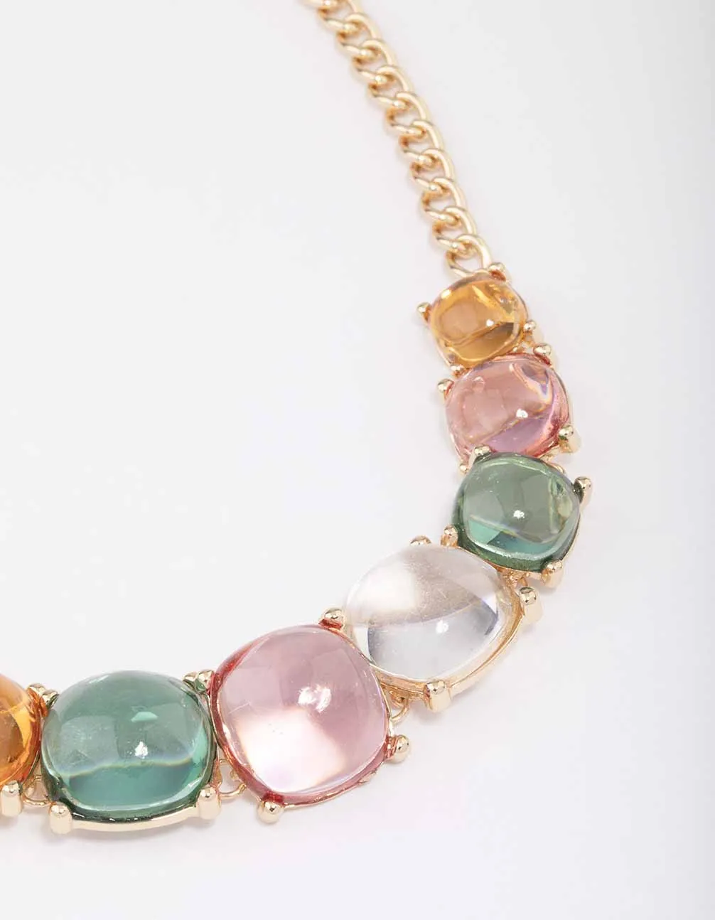 Gold Transparent Graduating Stone Necklace