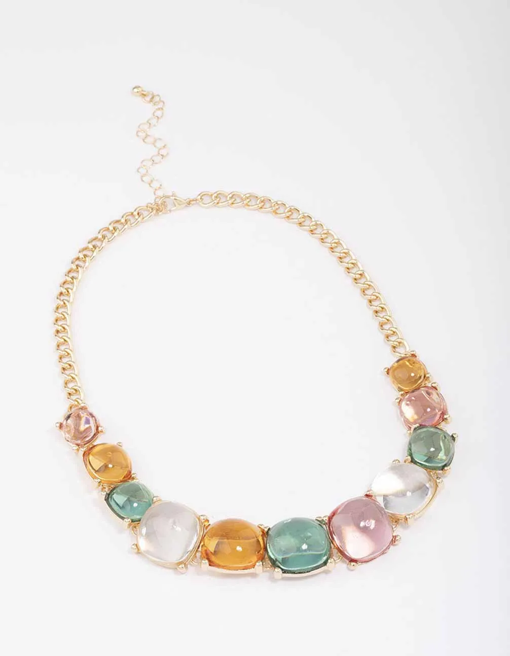 Gold Transparent Graduating Stone Necklace