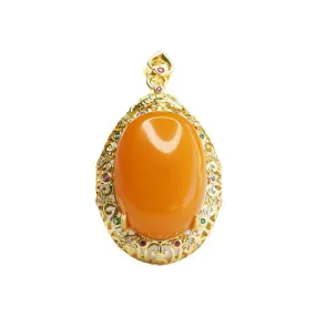 Golden Honey Wax Amber Pendant Necklace from Planderful Fortune's Favor Collection