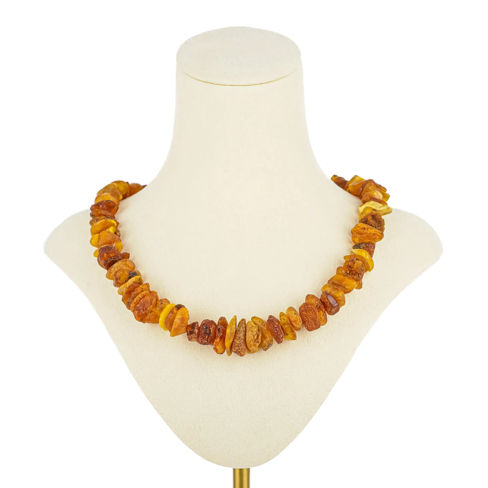 Graduated Unpolished Amber Chip Necklace